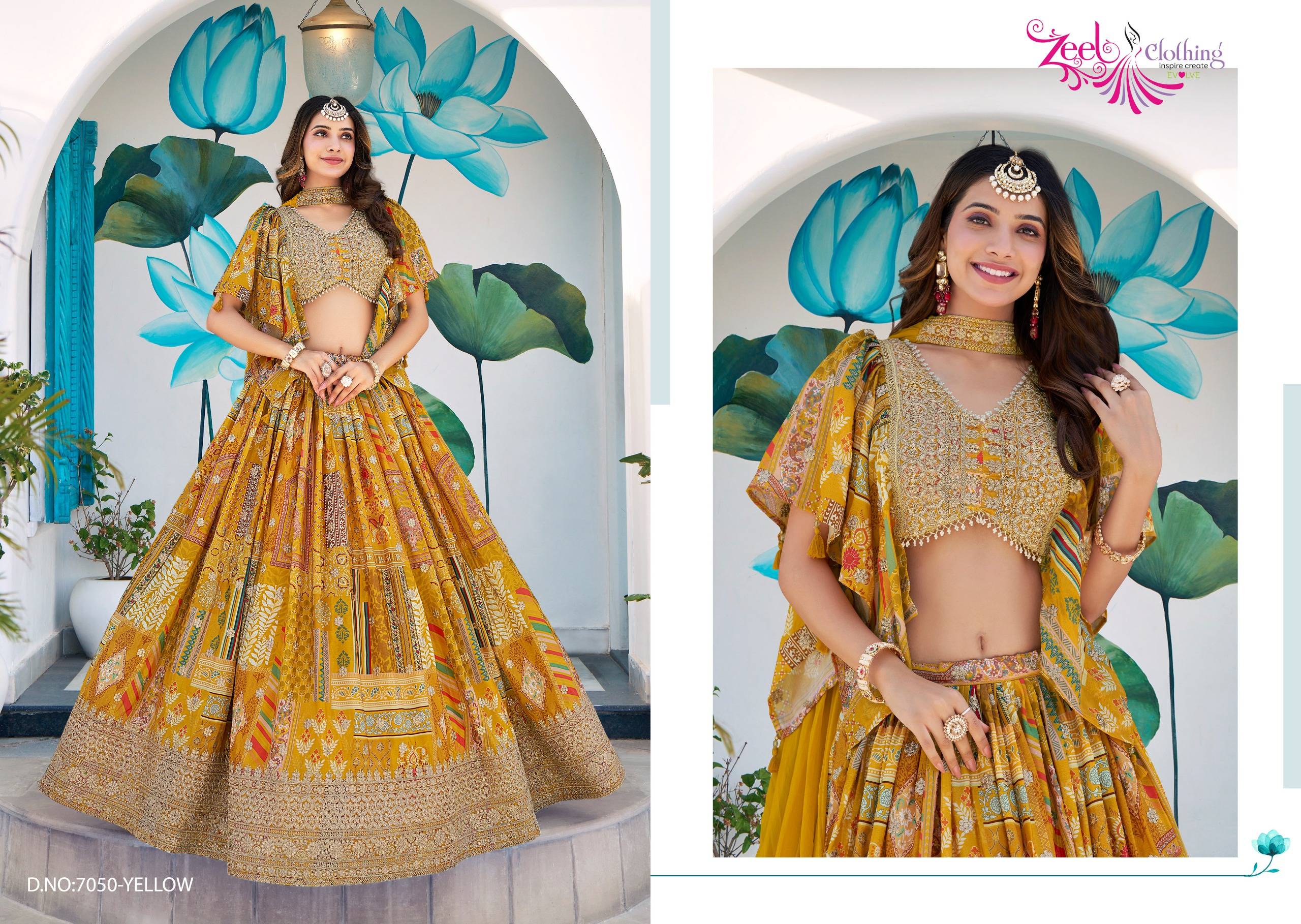 Queen By Zeel Clothing 7050 Colours Series Designer Beautiful Collection Occasional Wear & Party Wear Chinnon Silk Lehengas At Wholesale Price